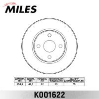 Диск тормозной передний MILES K001622 (TRW DF7127)